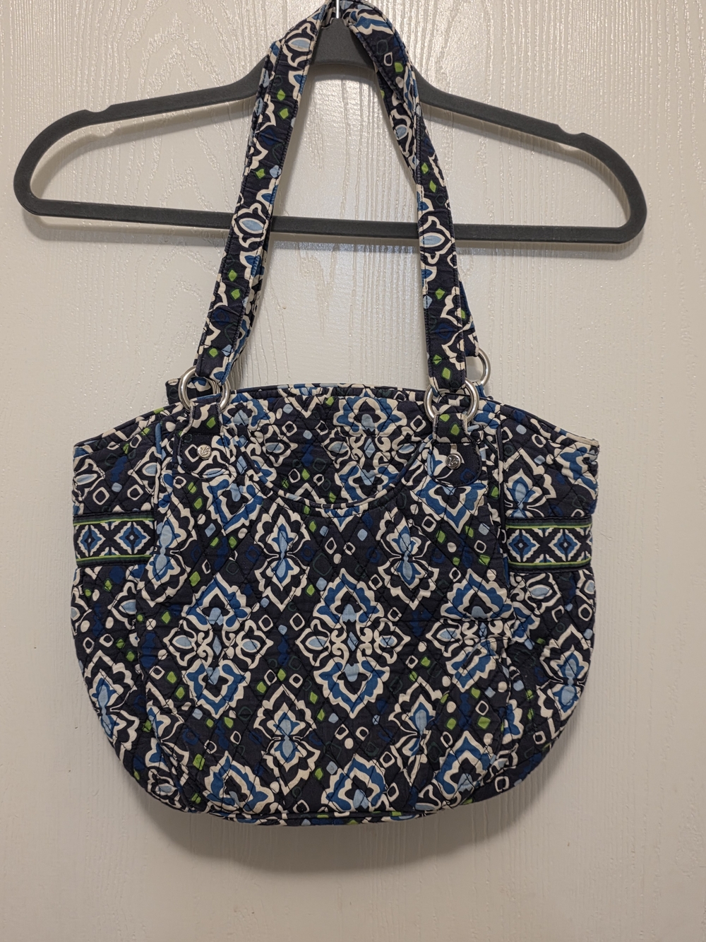 Vera Bradley Quilted Tote in Navy, Blue, White & Green